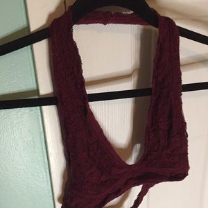 Urban Outfitter Maroon Lace Halter Bralette